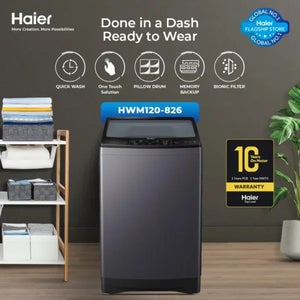 Haier 12KG 120-826S6 Top Load Washing Machine Grey – 1300 RPM Digital