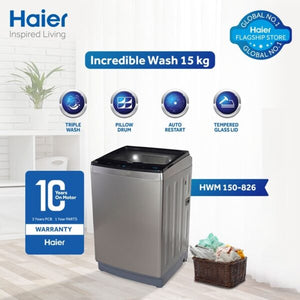 Haier 15KG Top Load Washing Machine HWM 150-826S6 Grey | 1300 RPM Digital