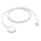 White cable with a round connector on a white background