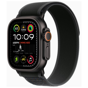 Smartwatch with a black band on a white background