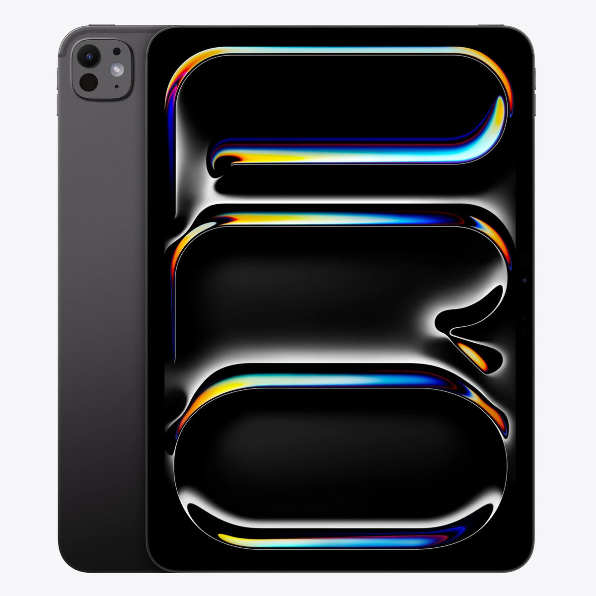 Black smartphone with colorful display on a white background