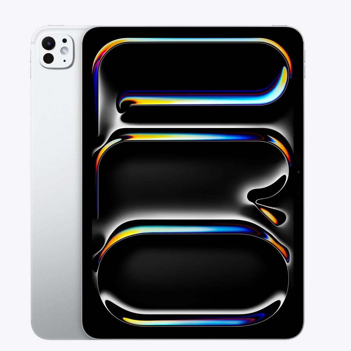 Smartphone with a colorful case on a white background