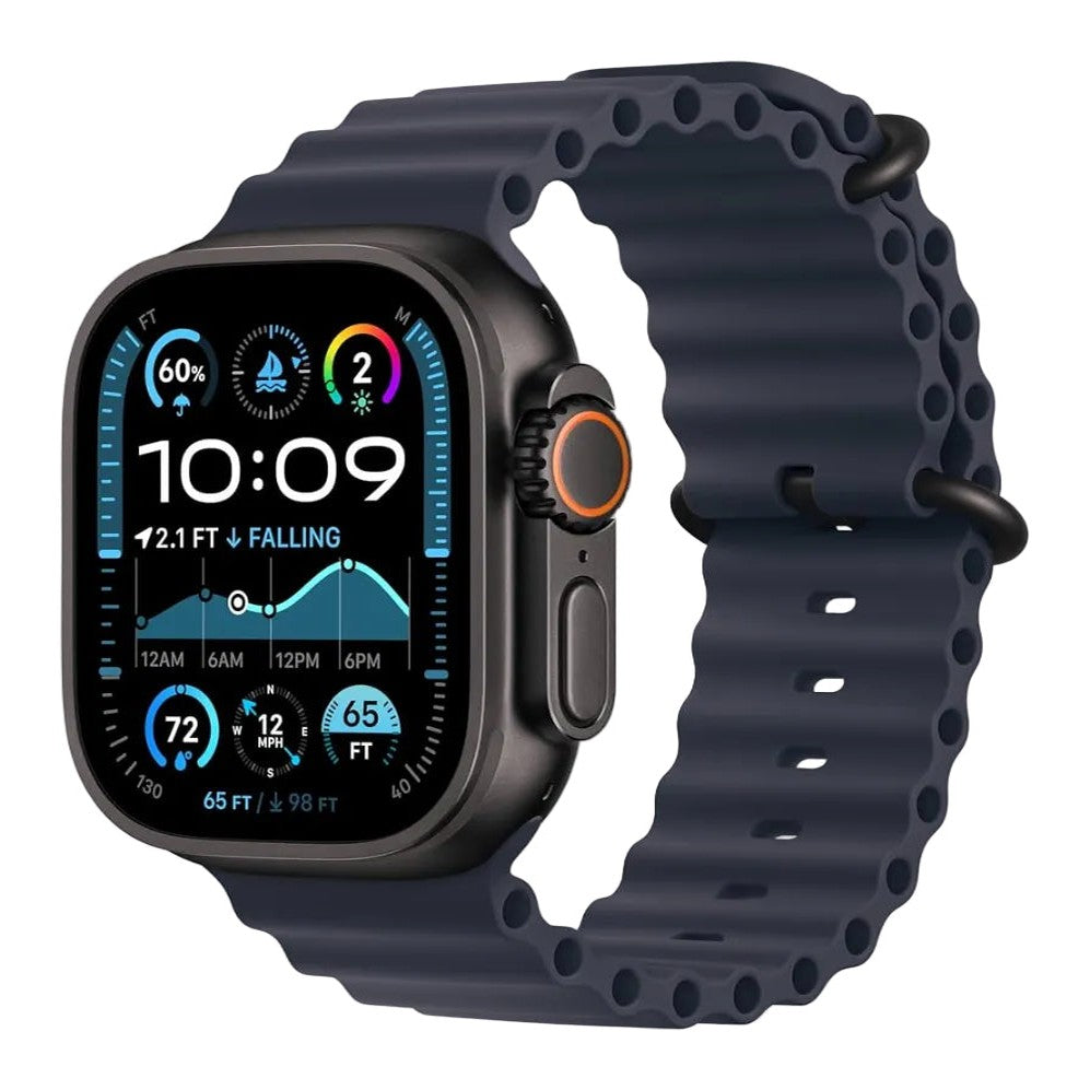 Smartwatch with a black band on a white background