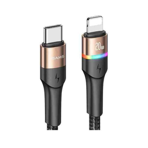 c US-SJ538 USB-C to Lightning PD 30W Cable - Aluminum Alloy with Colorful LED Light (1.2m)