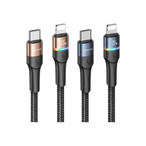 c US-SJ538 USB-C to Lightning PD 30W Cable - Aluminum Alloy with Colorful LED Light (1.2m)