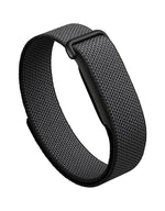 A dark gray woven nylon watch band with a matte black buckle, shown on a solid white background.