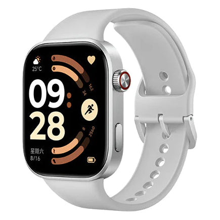 Smartwatch with a white band on a white background
