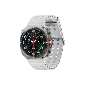 Smartwatch with a white perforated band on a white background