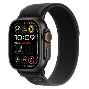 Smartwatch with a black band on a white background