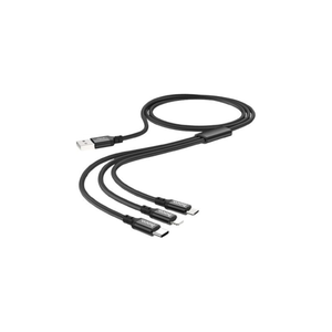 Hoco X14 Times Speed 3-in-1 Charging Cable 1M Aluminum Alloy Connectors & Nylon Braided