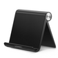 Black adjustable phone stand on a white background