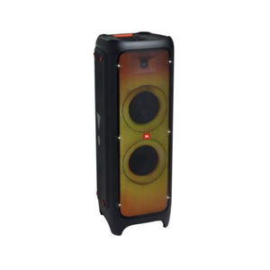 Portable speaker with a gradient design on a white background