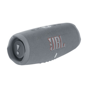 Gray JBL speaker on a white background