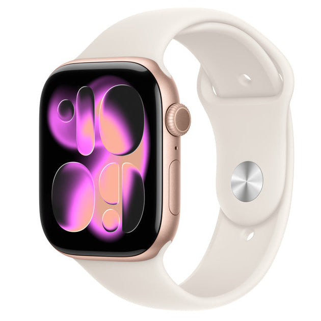 Smartwatch with a white band on a white background