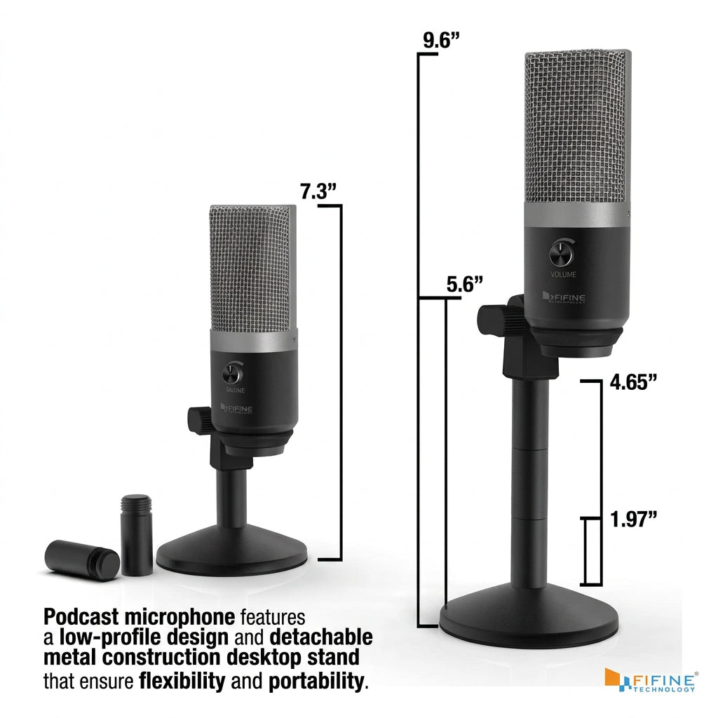 Fifine K670 USB Microphone Plug Play Black