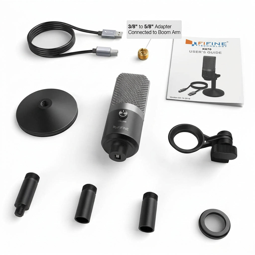 Fifine K670 USB Microphone Plug Play Black