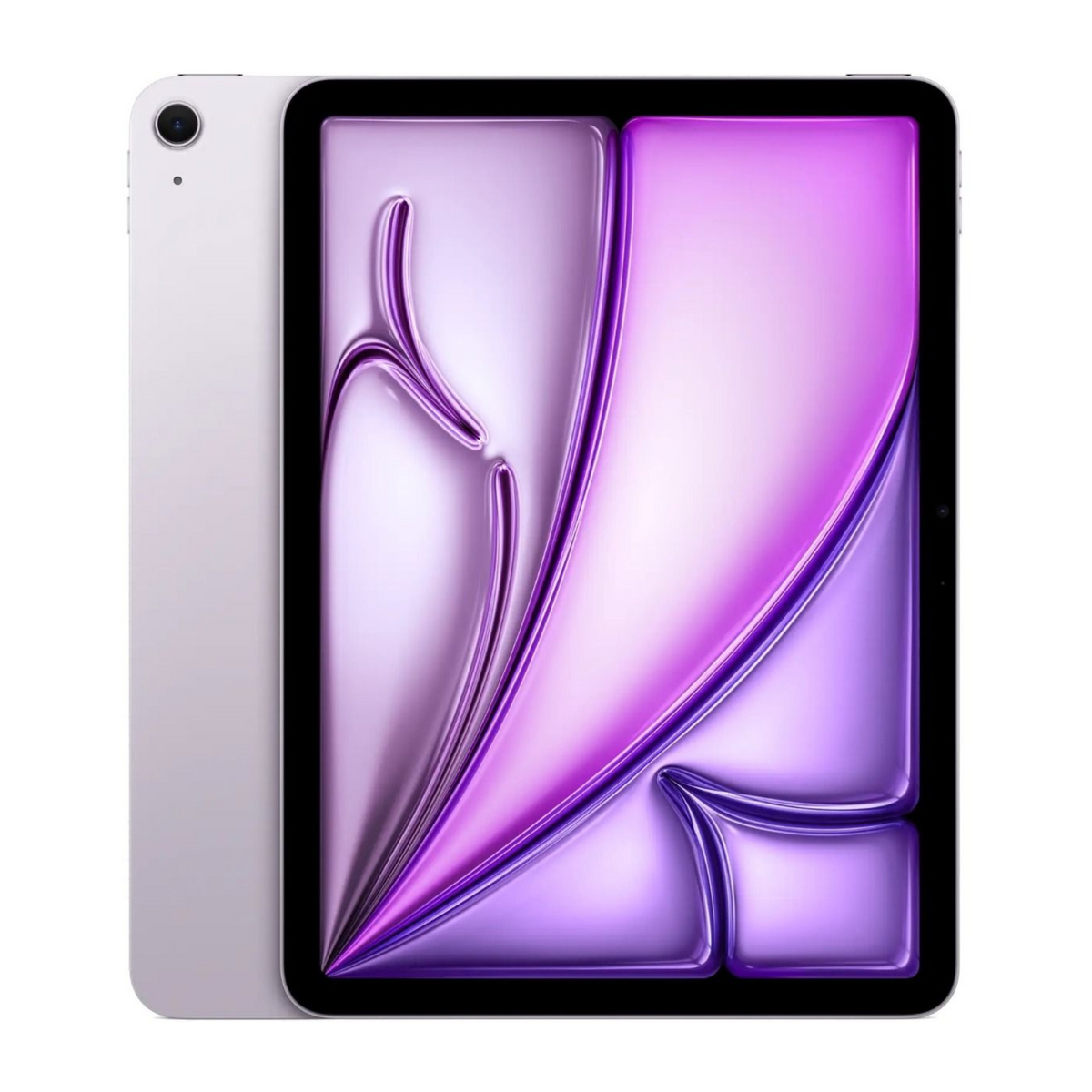 Tablet with a purple and black design on a white background