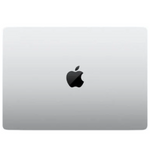 Silver Apple laptop on a white background