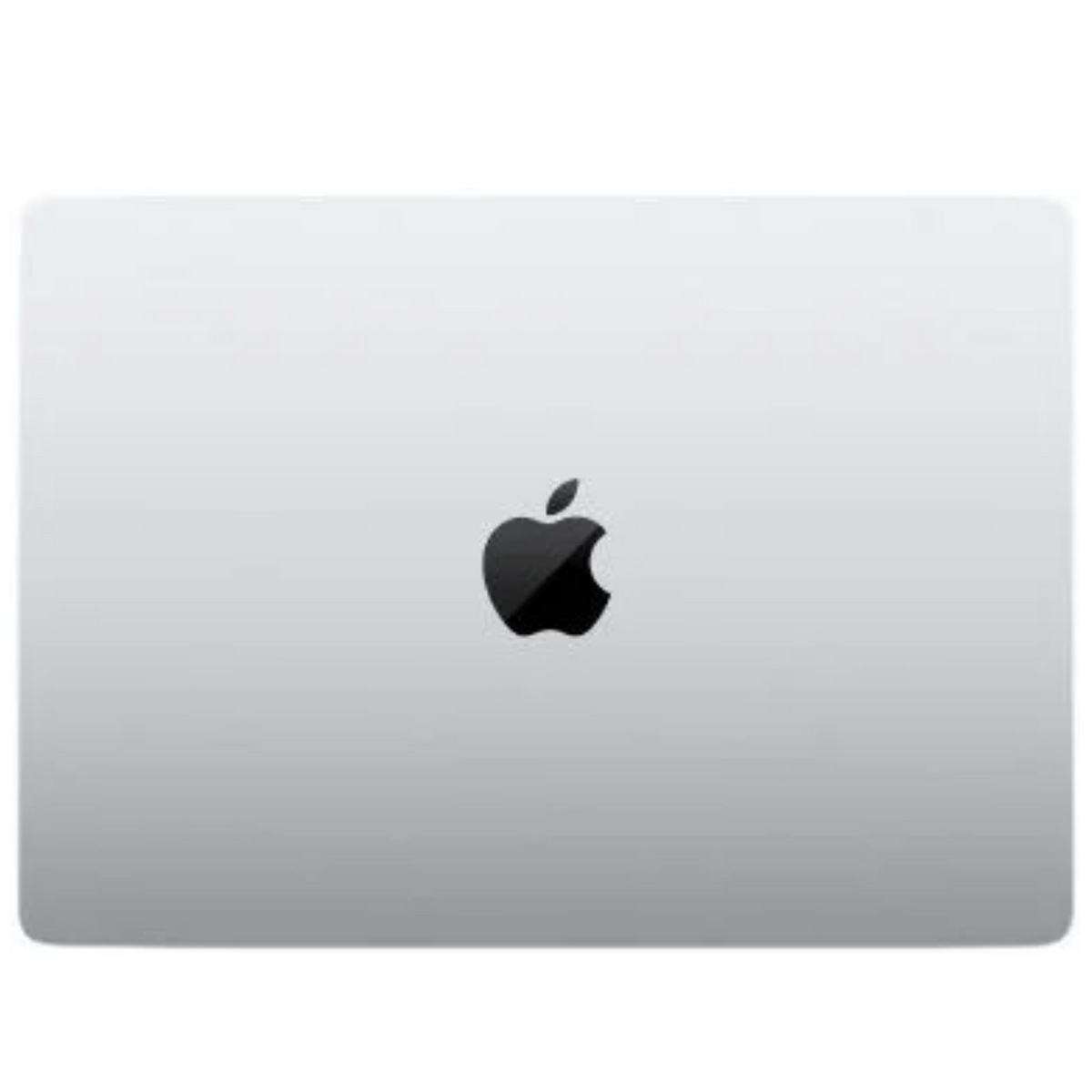 Silver Apple laptop on a white background