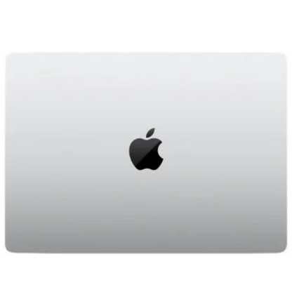 Silver Apple laptop on a white background