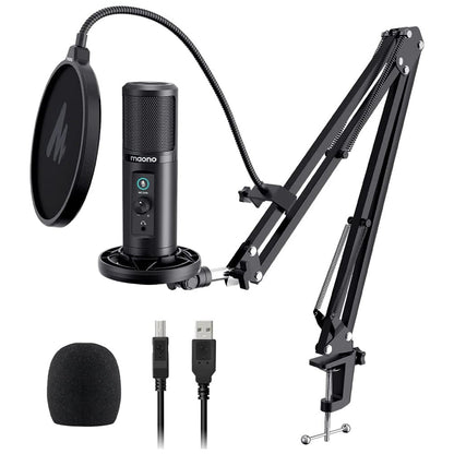 Maono AU-PM422 Monitorable USB Condenser Microphone Kit Black