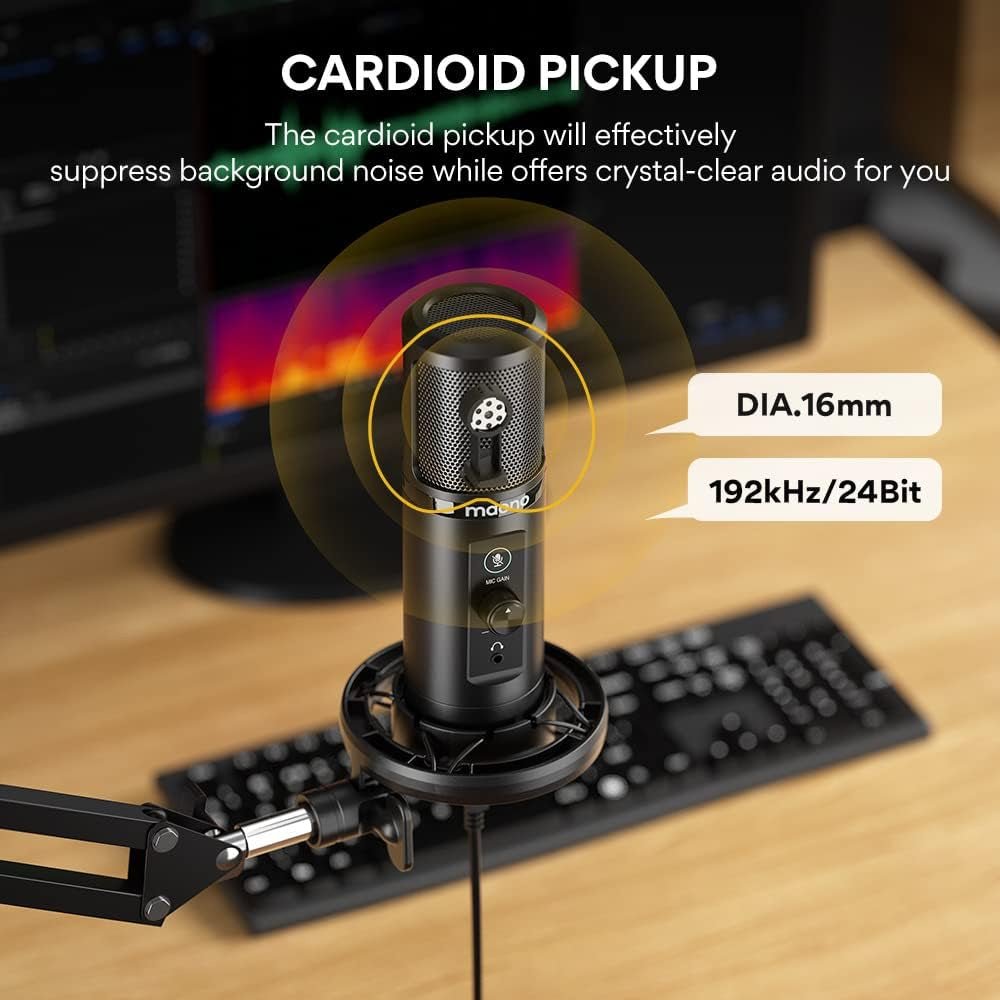 Maono AU-PM422 Monitorable USB Condenser Microphone Kit Black