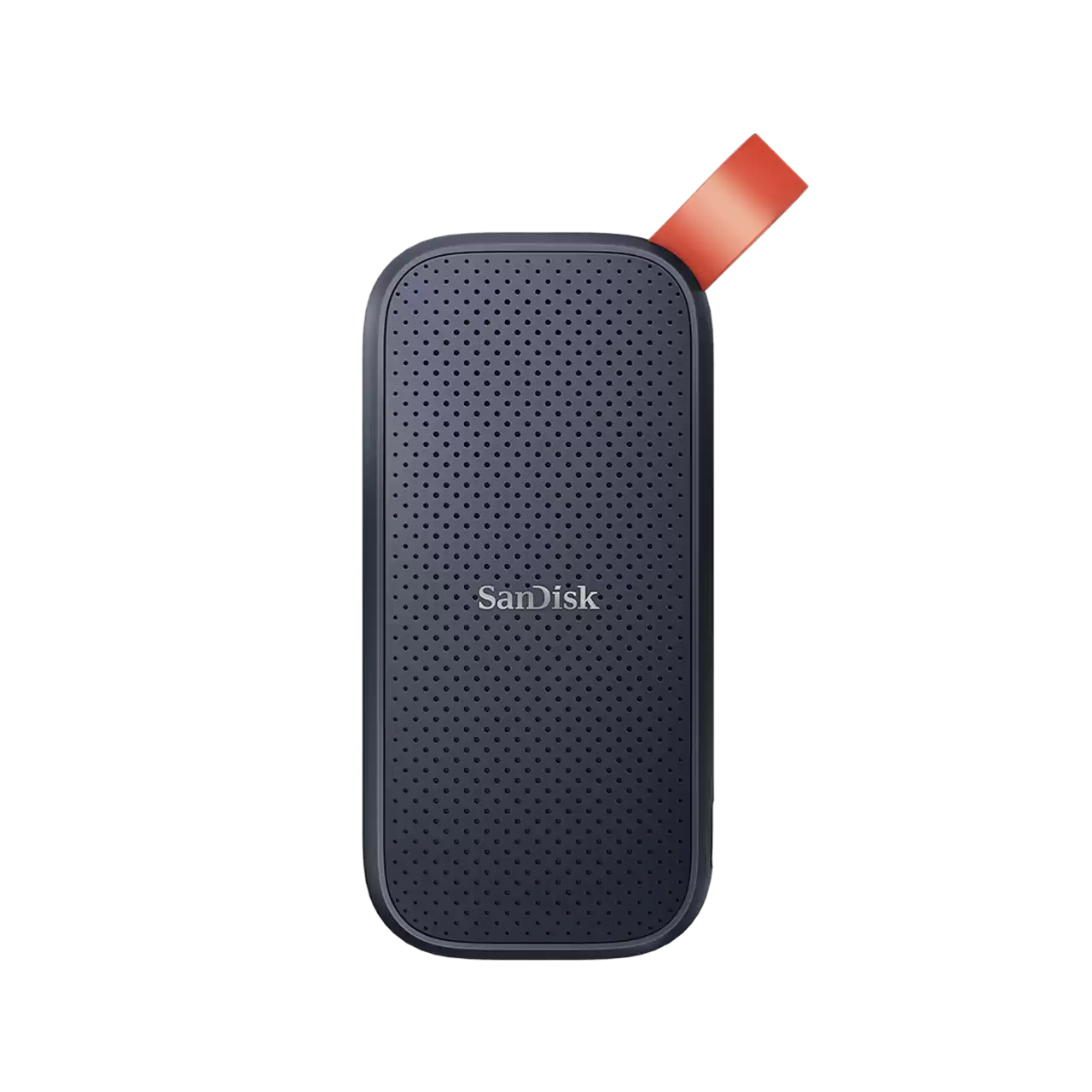 SanDisk external hard drive in black case with red accent on white background