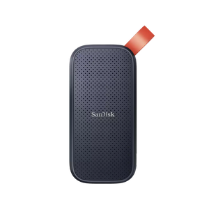 SanDisk external hard drive in black case with red accent on white background
